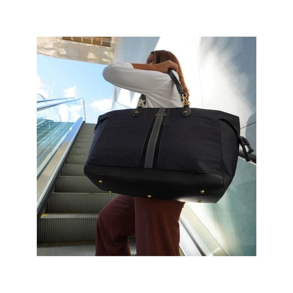 ELLE Luggage Eleganza 32LWeekender Tote Bag Black Travel Gray Stripe travel